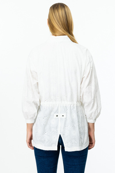 ON Бавовняний тренч з підтягнутими поясом, білий-52902