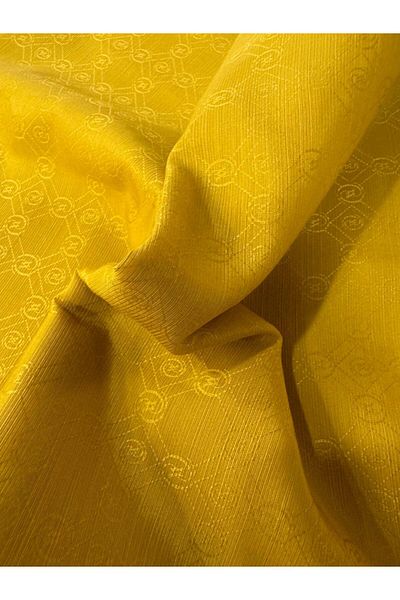 Vakko Cotton Silk Monogram Shawl 40752-Yellow