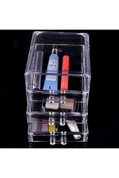 cosmetic صندوق تخزين منظم مكياج شفاف لامع من الأكريليك بثلاث طبقات