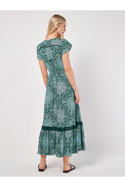 Apricot Maxikleid mit Häkeleinsätzen
