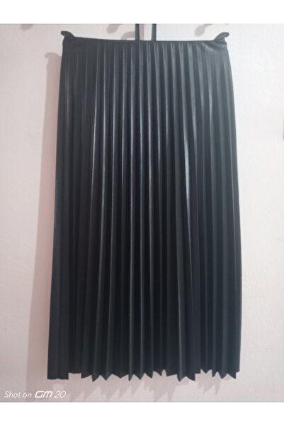 hoaryage Довга спідниця з ефектом шкіри та тонким плісированим низом - на талії еластичний пояс