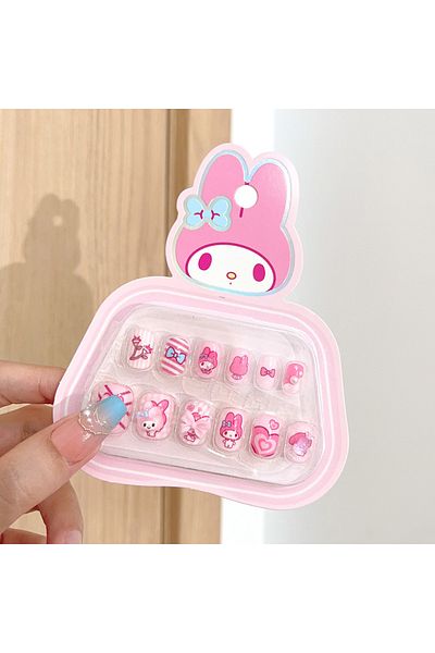 Choice 5 New Sanrio Kids Nail Sticker Cute Hello Kitty Cinnamoroll Kuromi Children Self Adhesive Nail Patc.