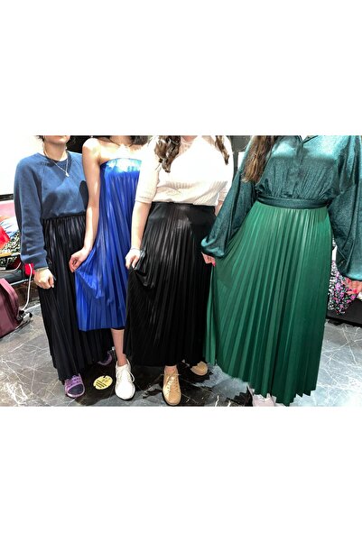 hoaryage Довга спідниця з ефектом шкіри та тонким плісированим низом - на талії гумка