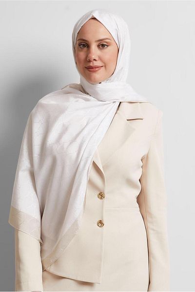 Alvina Alvi̇na Jacquard Monogram Shawl 8542