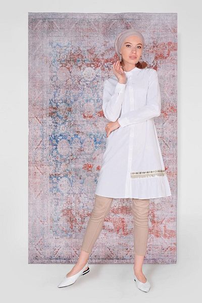 Alvina Cotton Button Embroidered Tunic 40593