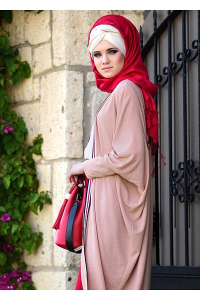 TRENDTESETTÜR سترة نسائية فضفاضة مخططة باللون البودرة 32661