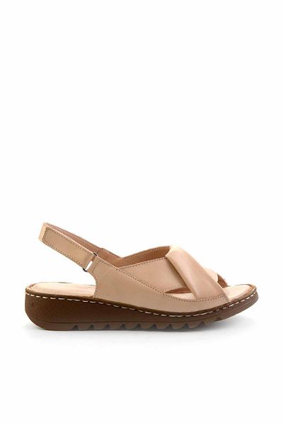 Bambi Beige Genuine Leather Women's Sandals K05907001803