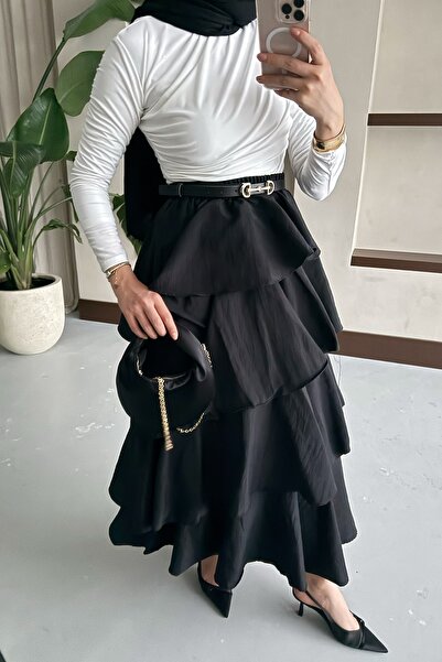 InStyle Βολάν Μακριά Φούστα Μαύρη