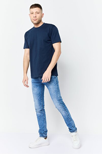 Maserati Men Crew Neck Short Sleeves Graphic Print T-Shirt, Navy