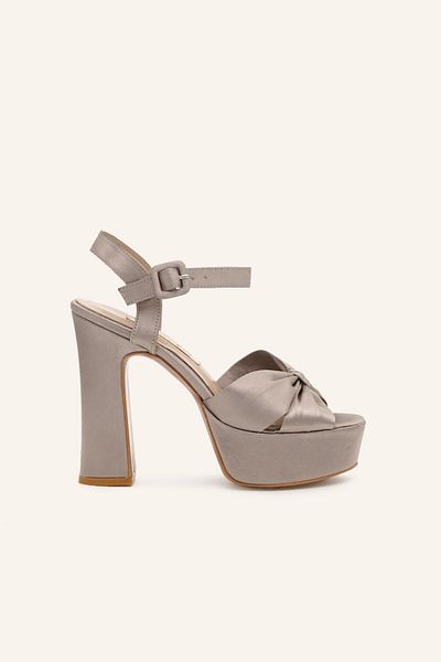 MARCATELLI Bronze Satin Adel Platform Heeled Shoes