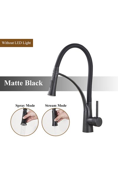 Choice Matte Black Brushed Nickel Rubber Kitchen Faucet Mixer Tap Rotation Pull Down Stream Sprayer Taps Ho