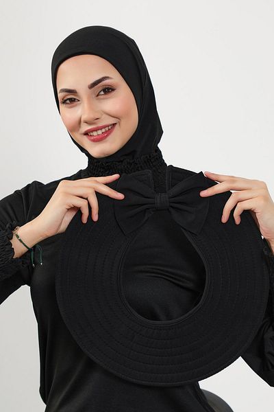 Aisha's Design قبعة نينجا قابلة للإزالة مع فيونكة على الظهر وقبعة حجاب (البحر، حمام السباحة) قبعة سباحة، S-5SN