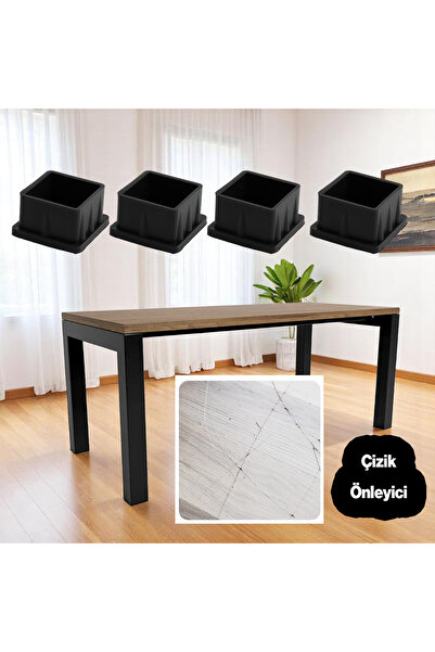 Badem10 Masa Sandalye Sehpa Ayak Tapası 8 Adet Kare Tıpa Papuç Takoz 40 mm x 40 mm Parke Zemin Koruyucu