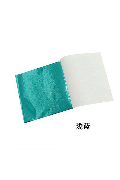 Choice 100pcs Cyan Blue 100Pcs 9Cm Individually Packaged Imitation Gold Silver Leaf Foil Papers for DIY Epo