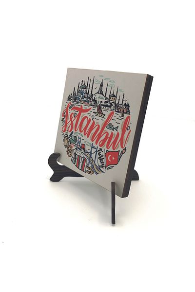 Sadrazam Istanbul Symbolic Places Printed Mdf Desktop (10 X 10 Krt-32)