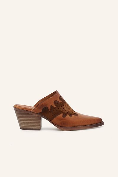 MARCATELLI Tan Western Leather Slippers