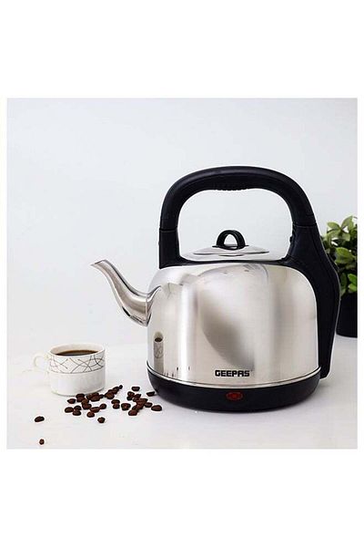 Geepas Arab Traditional Electric Kettle - Stainless Steel, Double Safety, Auto Shutoff 4.2 L 2400 W GK38025