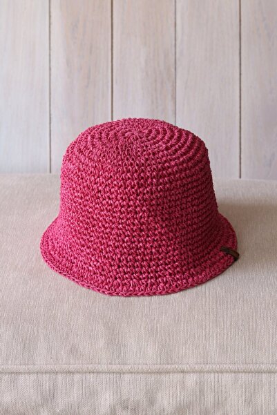 Talinhandmade قبعة ويكر بوش - وردي