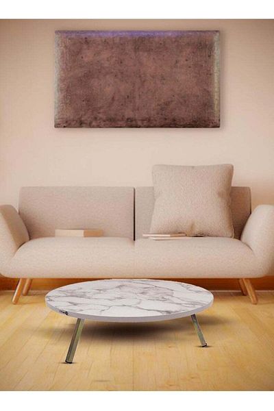 Living 70cm Round Foldable Floor Coffee Table for Living Room and Kitchen