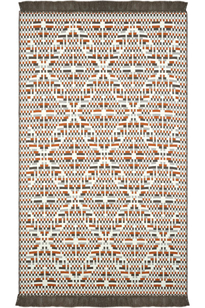 Cool Halı Lovely Orange Kilim Carpet Double-Sided Machine Washable Summer Mod...