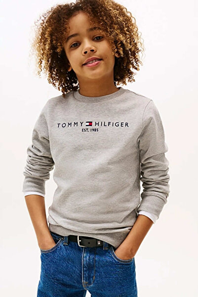 Tommy Hilfiger Unisex Çocuk Th Essential Sweatshirt - Gri