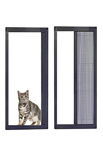 Kamataş Akordeon Pilise Yırtılmaz Ped Kedi Tüllü Kapı Sineklik Antrasit (90x210) İstenilen Ölçüde