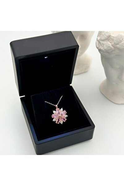 LOTUS JW Işıklı Kolye Kutulu Gümüş Mulan Çiçeği Kolye (Rose Gold)| 925 Ayar G...