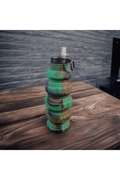 imsaconcept Folding Silicone Water Bottle for Athletes, Campers and Kids with Bombshell Design 500ml Bpa Free