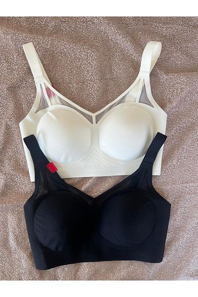 MEBA Laser Cut Seamless Unfilled Wire Free Front Design Adjustable Strap 2 Pack Bra -3310
