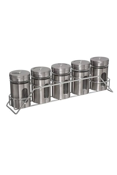 5FIVE 5 Five Stainless Steel Spices Rack Set (28.5 x 6.3 x 9 cm, 5 Pc.)