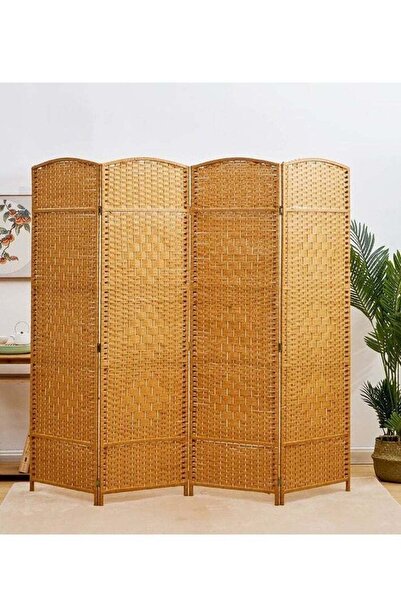 NOON فاصل غرفة المعيشة القابل للطي 4 ألواح باللون البيج