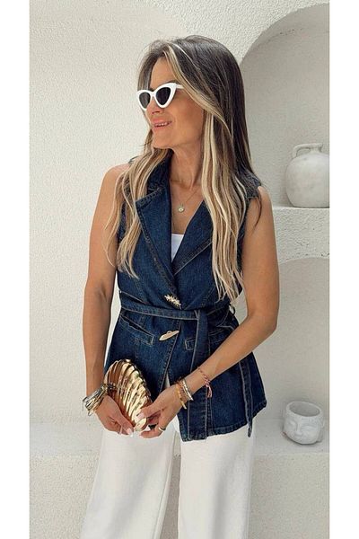 Fiori Women's Collared Jean Vest