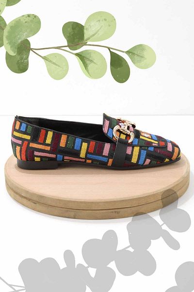 Bambi Black Embroidered Women's Ballerinas K01641166982