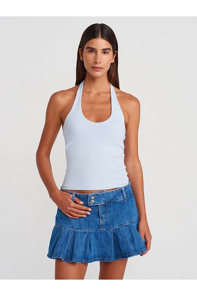 Dilvin 21052 Decolteu Halter - Albastru deschis