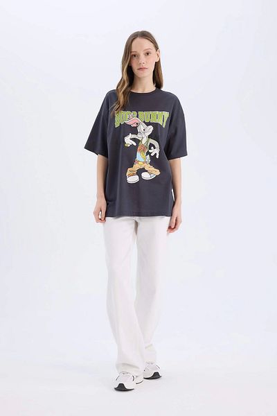 DeFacto Cool Looney Tunes Oversize Φαρδύ μπλουζάκι με κοντό μανίκι D9129ax25sm