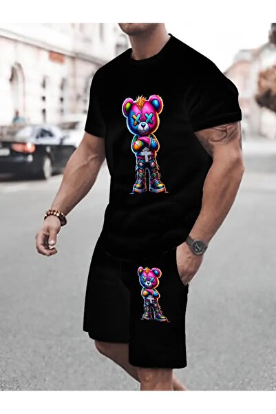 LAND MODA Men and Adults Outdoor Casual Sports Suit with T-Shirt and Five-Qua...