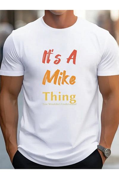 JANES Ανδρικό ανδρικό μπλουζάκι με στάμπα It Is A Mike Thing