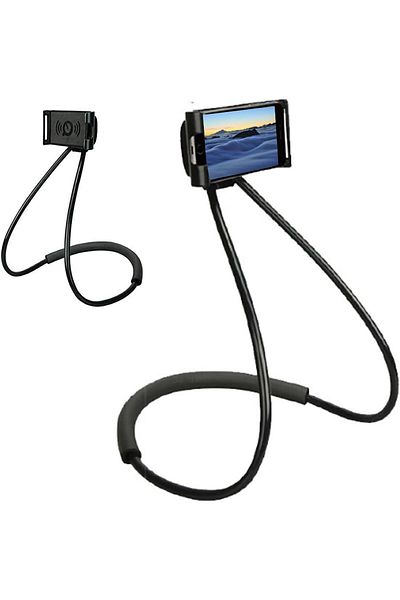 Generic Lazy Hanging on Neck Phone Holder ,Smart Multiple Functions Mobile Phone Mount Stand(Black)