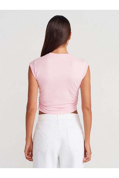 Dilvin 30899 Top-Powder Pink with Shirring Detail on the Sides
