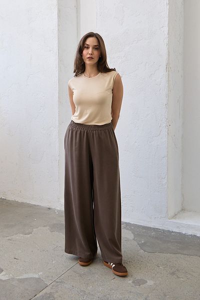 QANU Elastic Ten-Sel Trousers Brown