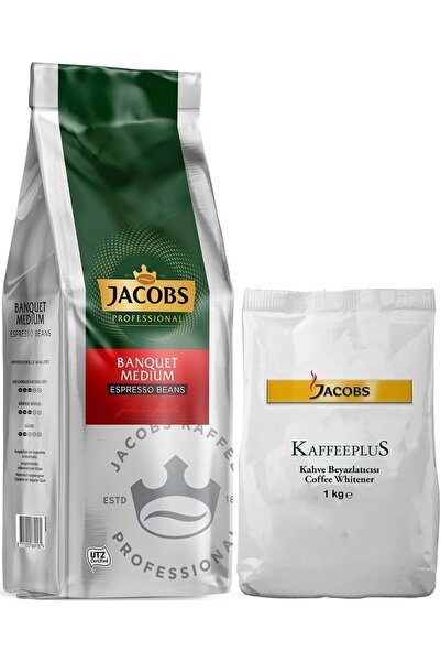 Jacobs Medium Çekirdek Kahve 1KG (Espresso Beans) & Kaffeeplus Süt Tozu 1KG (...