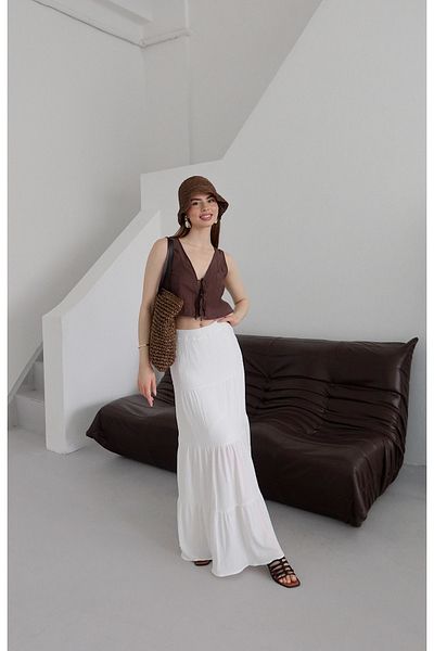FEWTİNT Midi Skirt with Layers and Elastic Waist