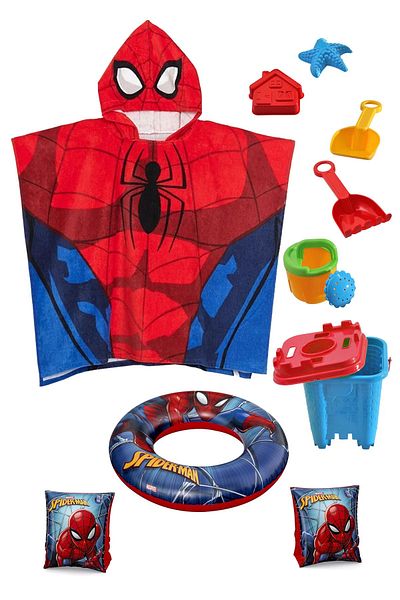 Sunman 3-6 Years Old Children's Beach Towel Poncho Swimming Lifebuoy Oversleeve Sand Bucket Beach Fun Set
