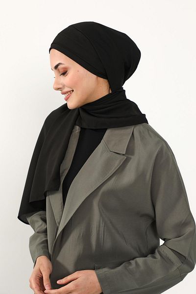 Aisha's Design شال عملي من الكريب بتصميم مطوي من الأمام، PS-54