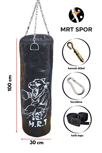 Mrt 100x32 Cm Geniş Kum Torbası Boks Bandajı  Dolu Tavan Aparatı Hediyeli Ürü...