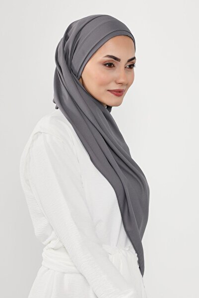 Aisha's Design Πρακτικό σάλι από κρεπ με πλισέ στο μπροστινό μέρος, PS-54, ανθρακί