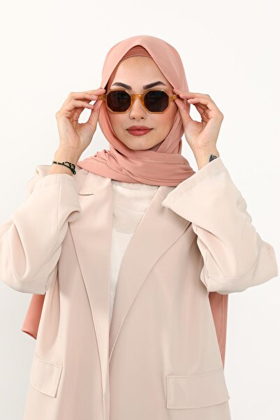 Aisha's Design Σετ δύο τεμαχίων από κρεπ σάλι και χτενισμένο βαμβακερό καπέλο, PS-50, Cappuccino