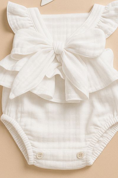 nurbeli X Silk Atlas Baby Girl and Child Bandana Ruffled Muslin Jumpsuit