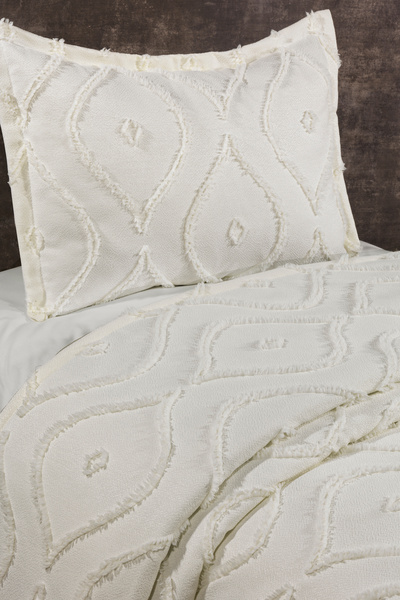 CANDAN ÇEYİZ Kuşgözü Arlina Geo Modern Tek Kişilik Çok Amaçlı Örtü Yatak Örtüsü Pike