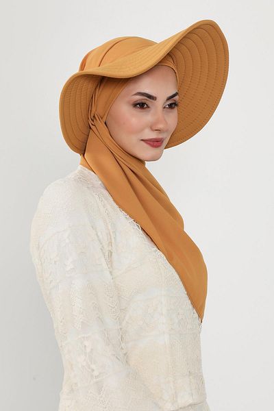 Aisha's Design عمامة شال كريب عملية مع قبعة فيونكة خلفية قابلة للإزالة، SS-9